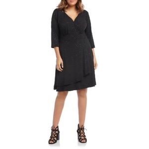 Plus Size Karen Kane Sparkle Knit Faux Wrap Dress